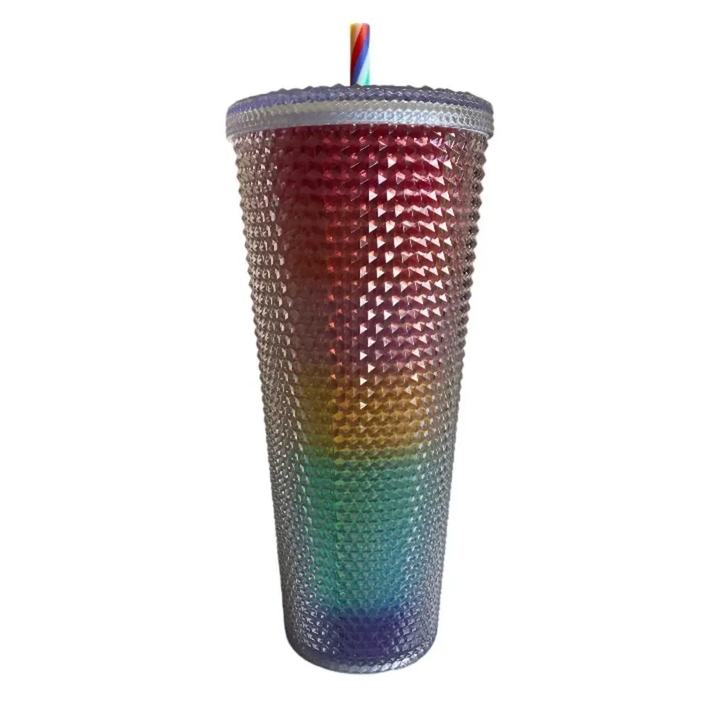 Starbucks Rainbow Studded Tumbler Venti Pride 24oz Summer 2020 with Straw
